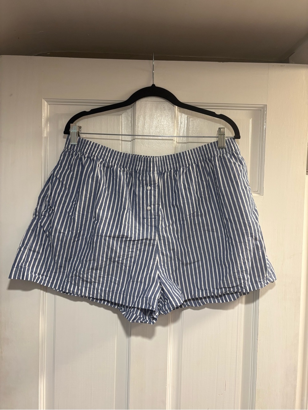 H&M Navy and White Striped Elastic Waist Shorts
